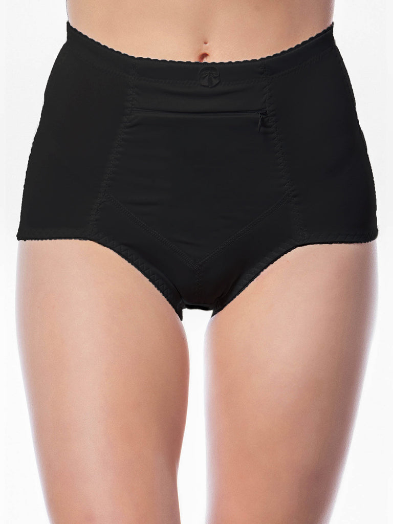 Plus Size Zipper Pocket Women Underwear High Waist Panties 