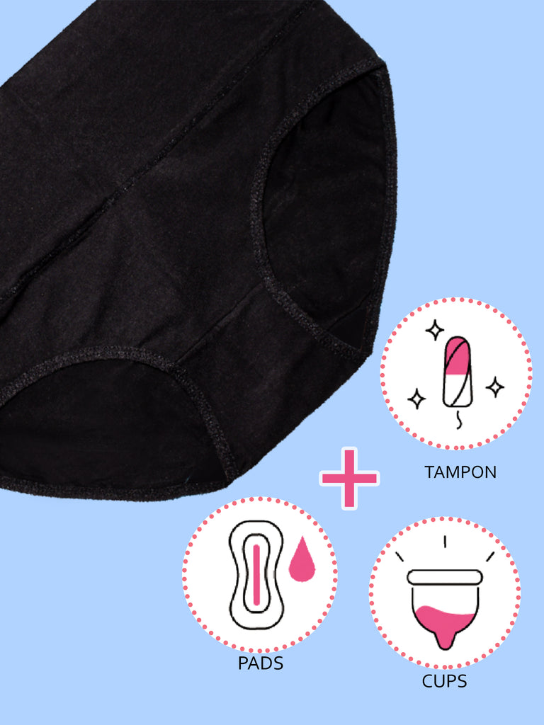 Beau Femme Tween Period Underwear Ladie's Black Leakproof Panties Size S -  XL 