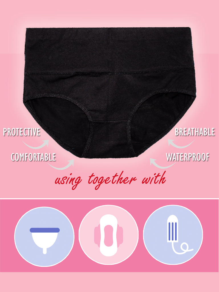 VOXA POD Period Underwear Women Teens - Overnight Panties Heavy or Light  Flow Absorbency - Reusable Menstrual Leakproof Bamboo Black Hipster  Bikini(XS) at  Women's Clothing store