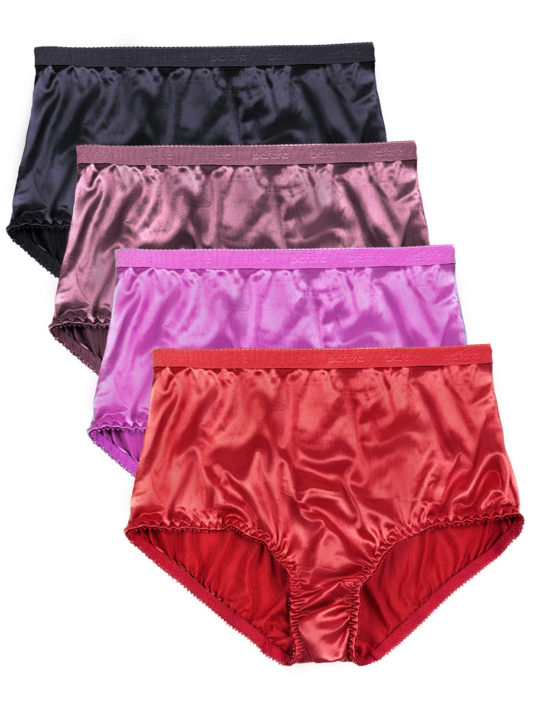 B2BODY Satin Panties Small to Plus Size Womens Underwear Full Coverage  Brief Multi-Pack at  Women's Clothing store