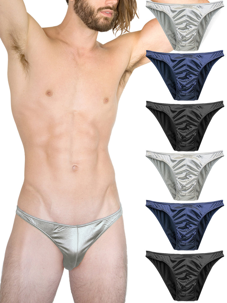 Barbra Lingerie Mens Satin Bikini Briefs Panties S to 3XL Silky Sexy Mens  Underwear Multi Pack