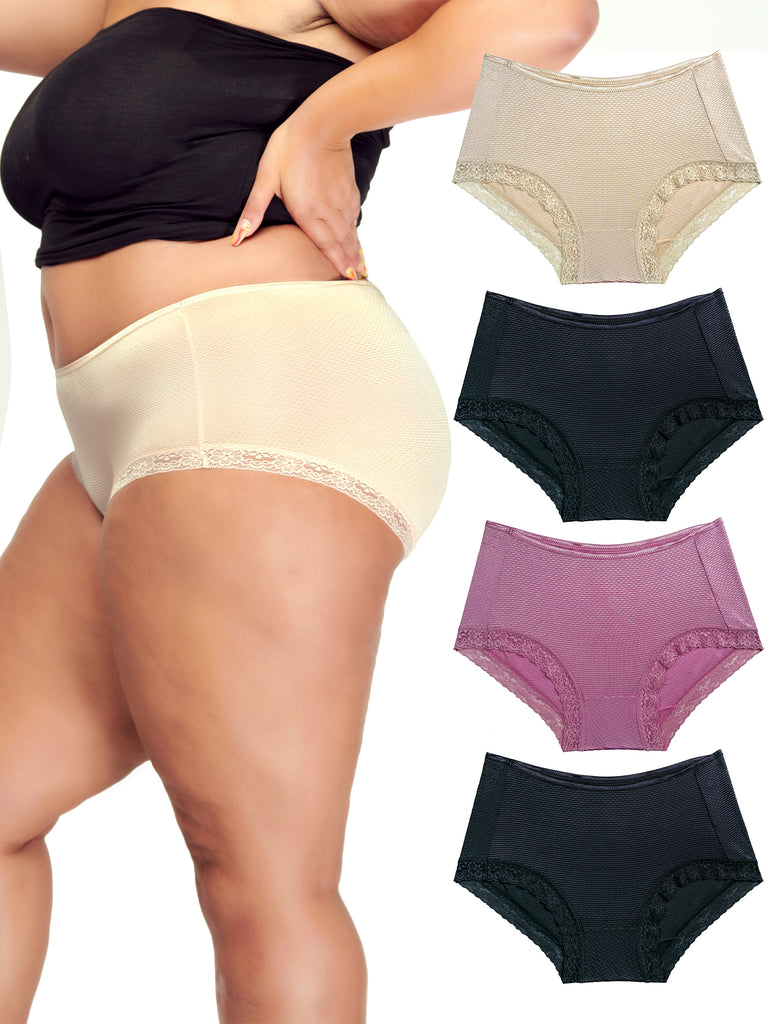 Women's High Waisted Cotton Underwear Ladies Soft Full Briefs Panties  Multipack (Regular & Plus Size) 