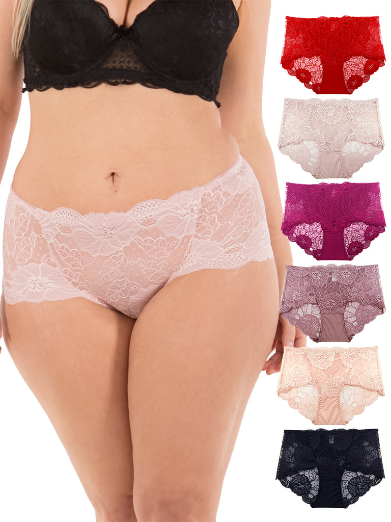 4 Pack Cute Boyshorts Underwear for women | Stretchy Fashionable Ladies  Panty | Low-rise Sexy Seamless Cotton Lace No-show boyshorts panties |  Sporty