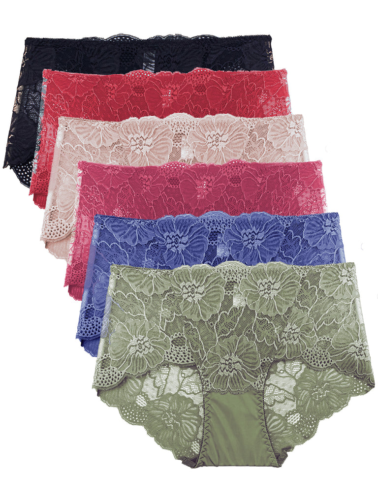 Women Floral Lace Panties Plus Size Seamless Panty Briefs Boxer Shorts  Underwear
