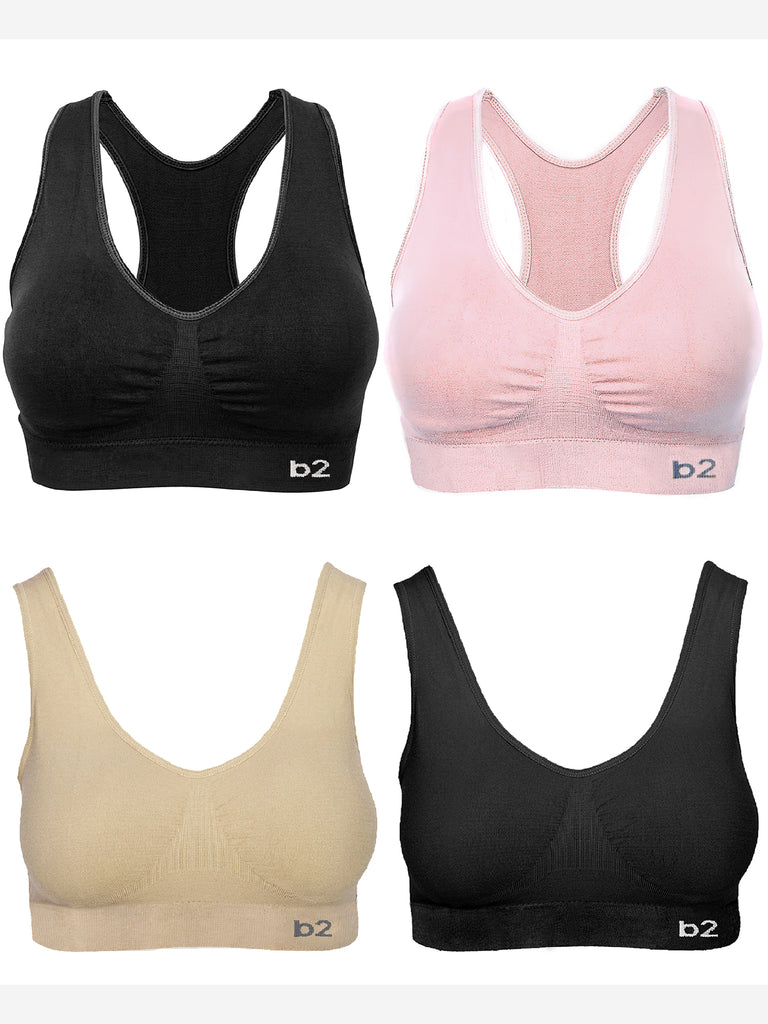 Seamless Sports Bras for Women 3 Pack,Wireless Bras Low Impact Sports Bra  Sleep Comfortable Yoga Bras with Removable Pads at  Women's Clothing  store