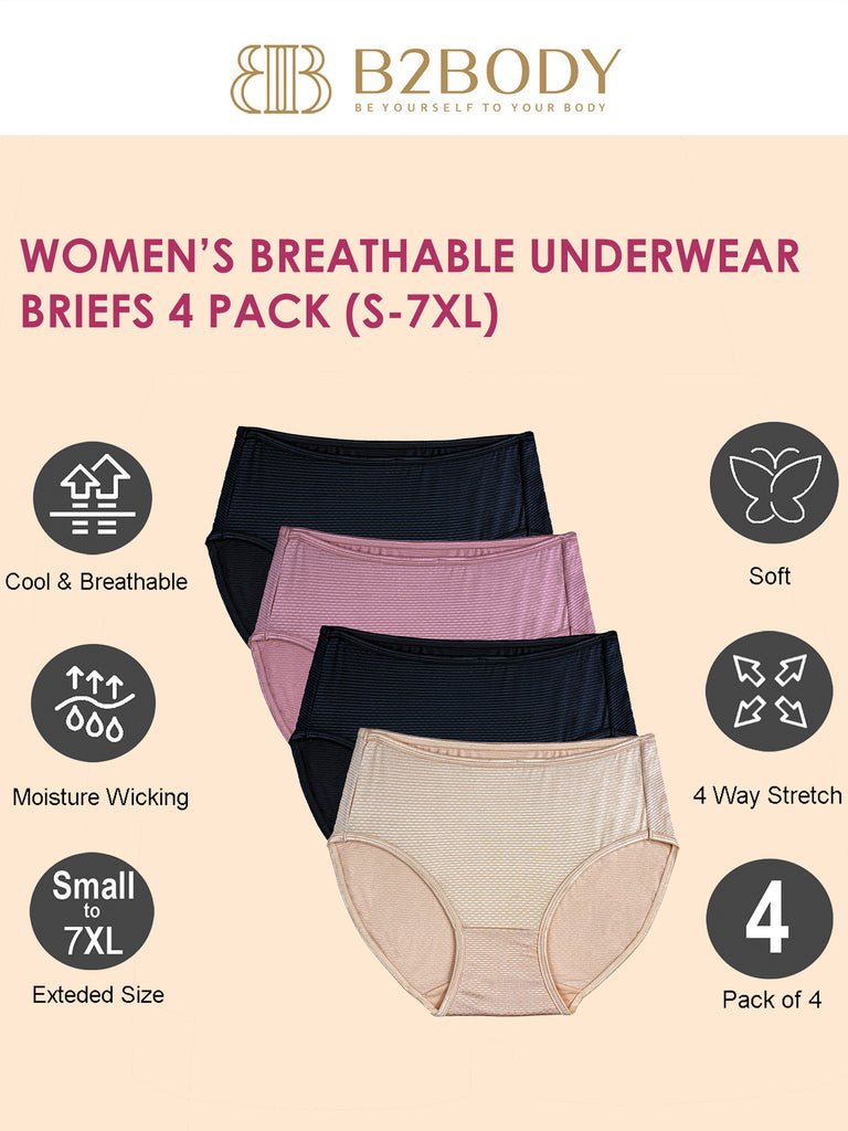 B2BODY Womens Bamboo Modal Boyshort Briefs Panties XS-3X Plus Sizes  Multi-Pack 