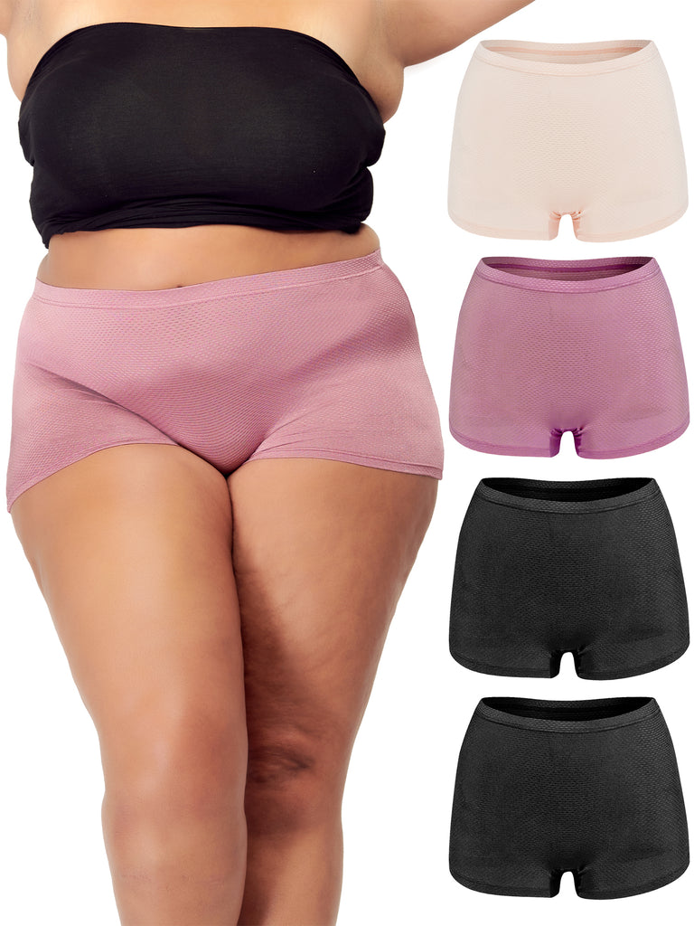 B2BODY Cotton Underwear Boyshort Panties for Women Small to Plus Size Multi- Pack