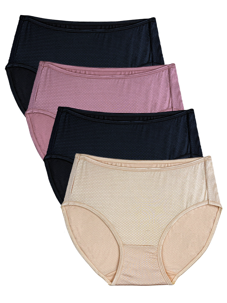 Women's High Waisted Cotton Underwear Ladies Soft Full Briefs Panties Pack  Of 4, Black+black+grey+grey, L