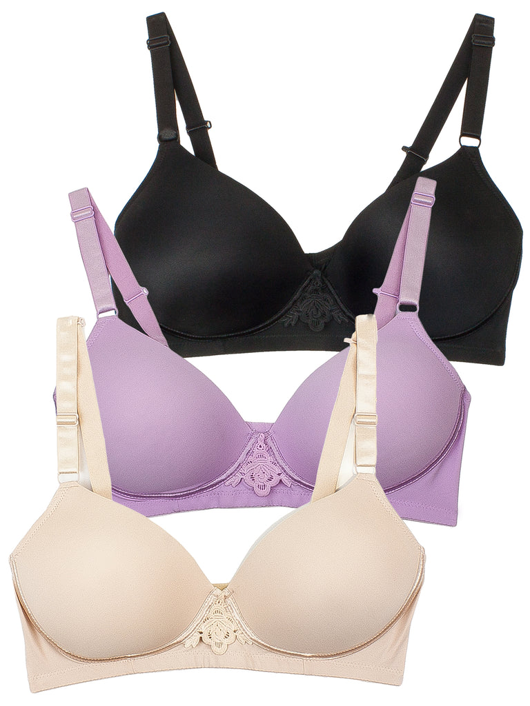 6 Pieces Plus Size Wired Full Cup Plain Gentle Push Up Bra D/DD (44DD) 