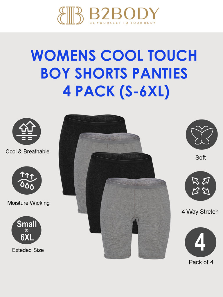 Women's Cotton Boyshort Underwear Comfortable Moisture Wicking Panties  Boxers Anti Rubbing Plus Size Underwear Gift for Mother Wife 4 Pack Black  XL at  Women's Clothing store