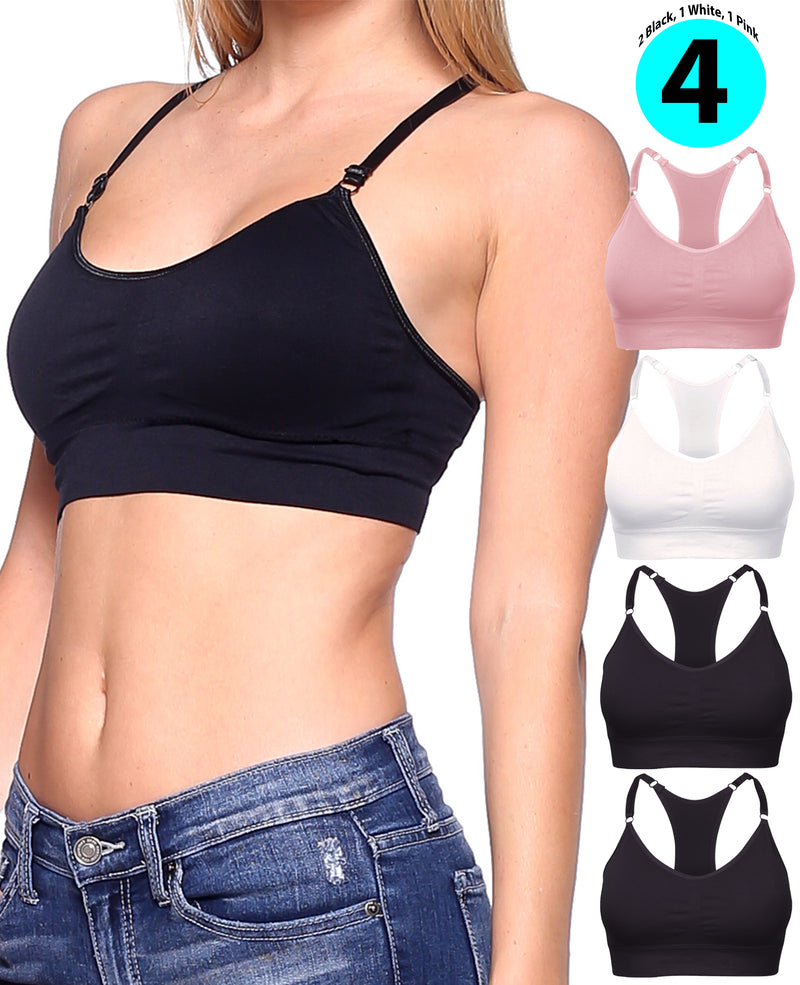 Women's Longline Wire Free Sports Bra Cami Tank Top Removable Padded Bra  for Workout Yoga Running Camisole Crop Tops Free Size 28 to 34
