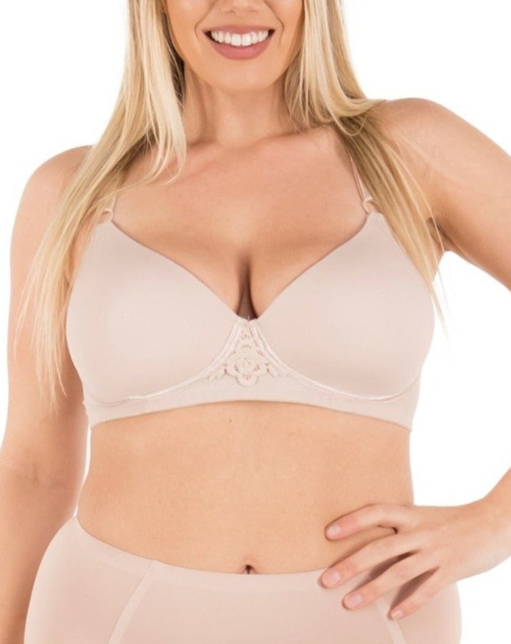 Leading Lady Womens Front-Hook Lightly Lined T-Back Underwire Bra, 42DD 