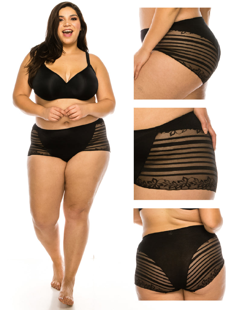 B2body M- Plus Size Breathable Underwear For Women 4 Pack Lace Bikini  Panties