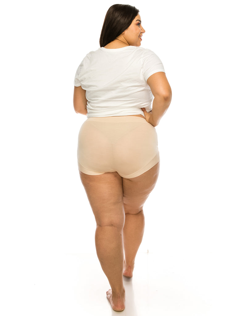 Womens Plus Size Low Rise Microfiber Booty Short Elastic Logo Boyshort  Underwear