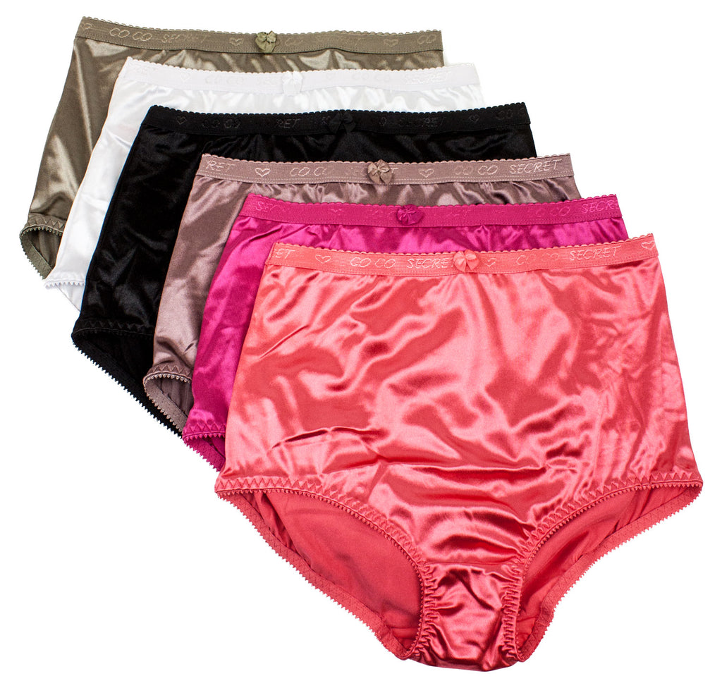 2-6 Satin Feel Panties Secret Money Pocket Womens Underwear Coverage Brief  3125