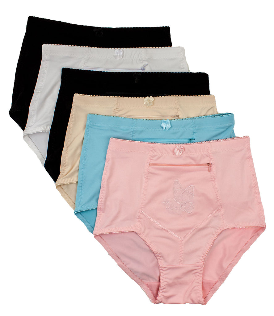 Women Cotton High Waist Panties With Zipper Pocket Briefs Underwear  Comfortable